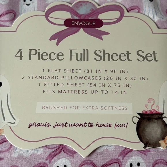 New Envogue Pink Ghost and Bows Full Sheet Set ghost 👻 - Picture 12 of 13